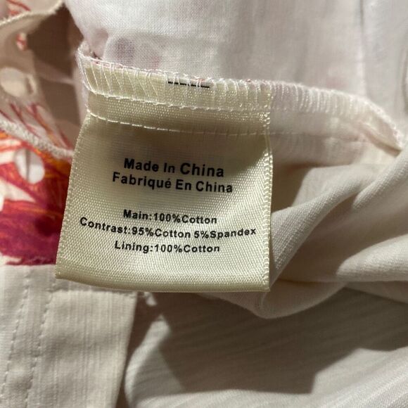 Anthropologie Porridge Ivory Eyelet Pink Hummingbird Scalloped Hem Top Small c7 - Picture 5 of 6